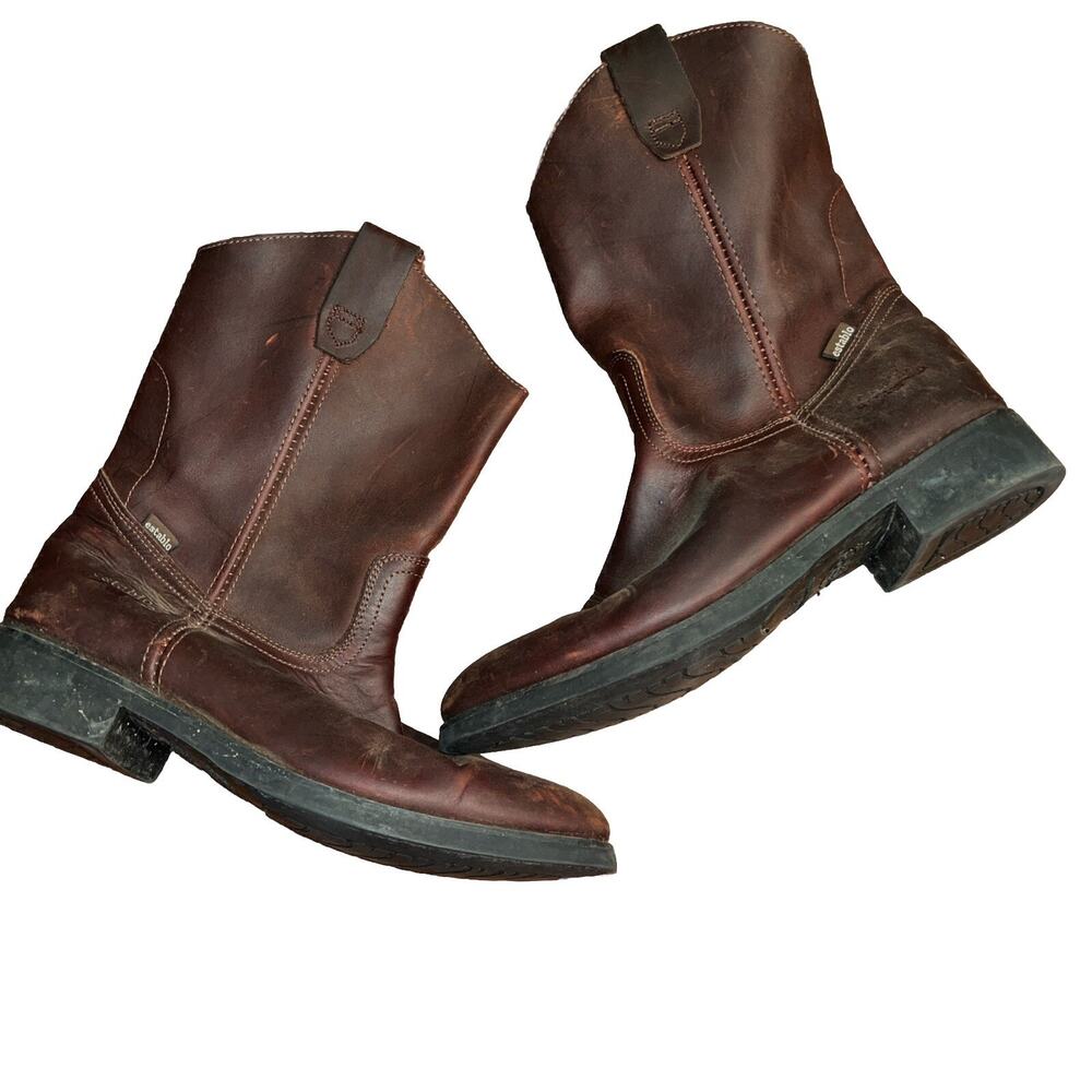 Establo Genuine Leather Western Cowboy Soft Roper Boots Men's 10.5 Brown